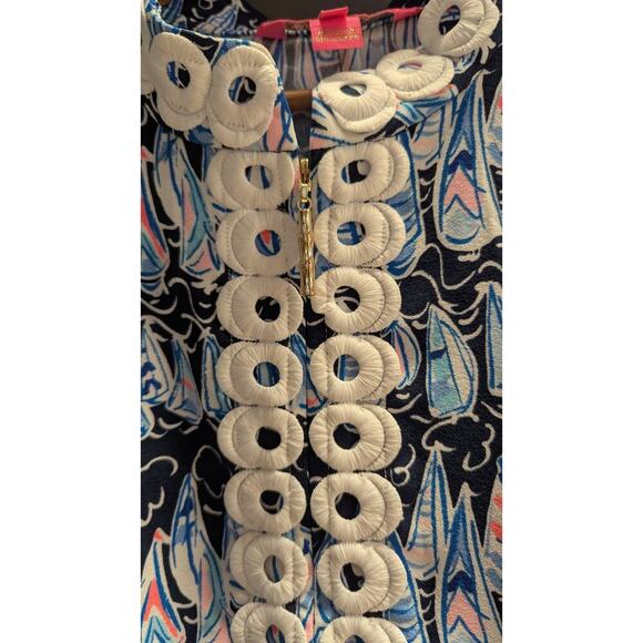 Lilly Pulitzer Jane Low Tide Navy Sails And Stripes Size 10 Shift Dress T - Picture 4 of 4